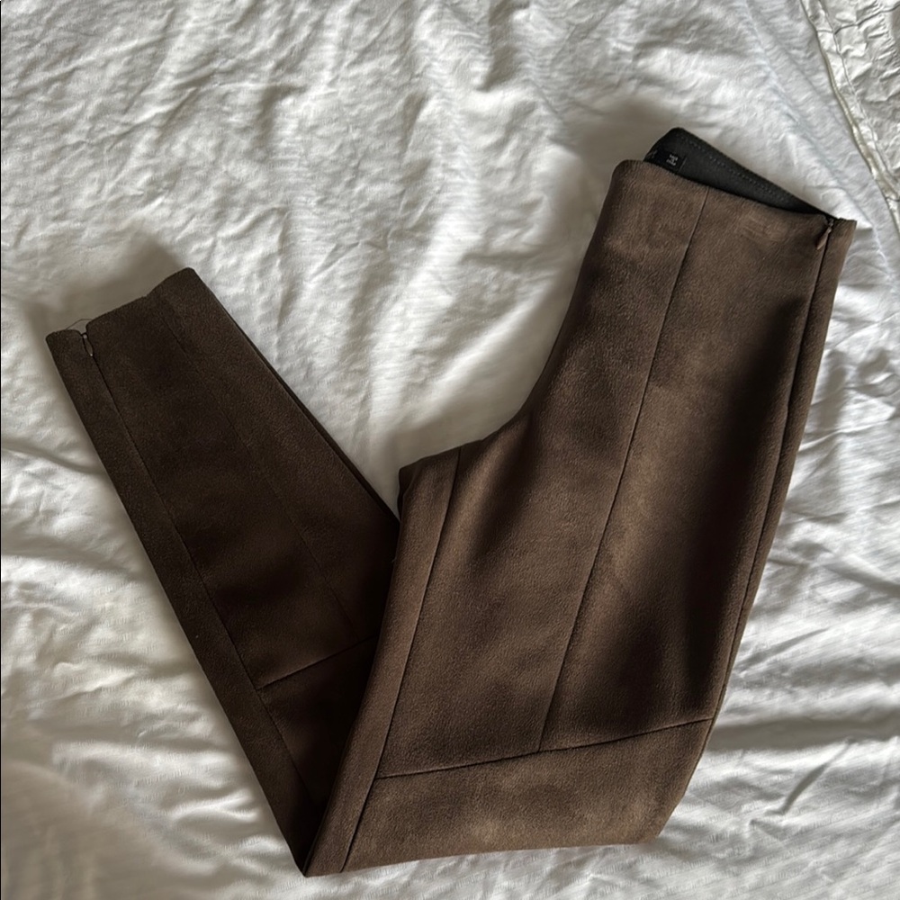 Zara Brown Suede Ankle Cropped Pants